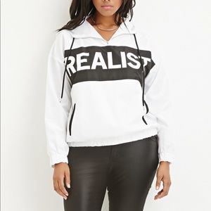 Forever 21 “REALIST” graphic hooded windbreaker